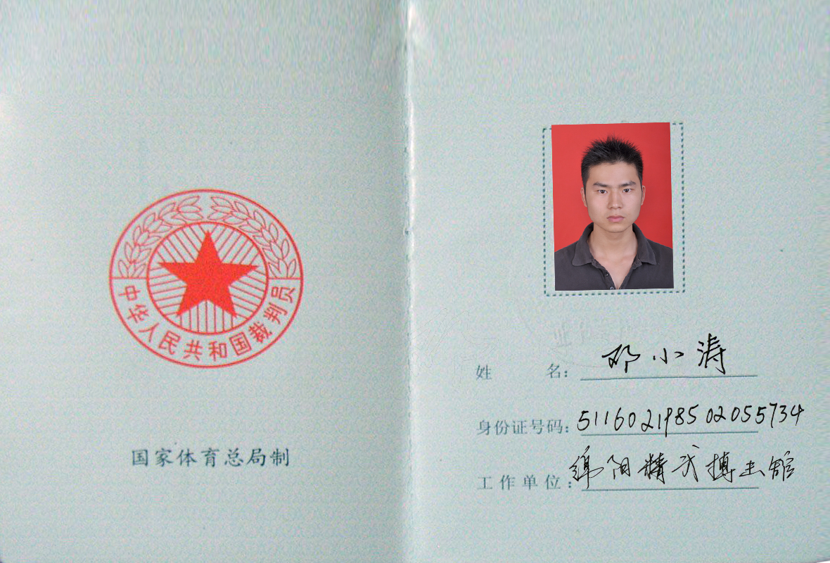 中国武术一级裁判员证